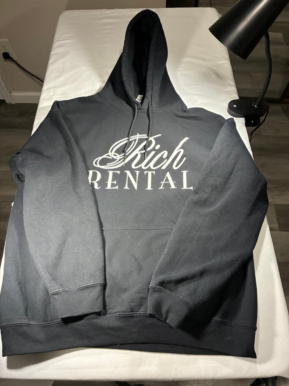 Rich Rental Black Graphic Pullover Hoodie L